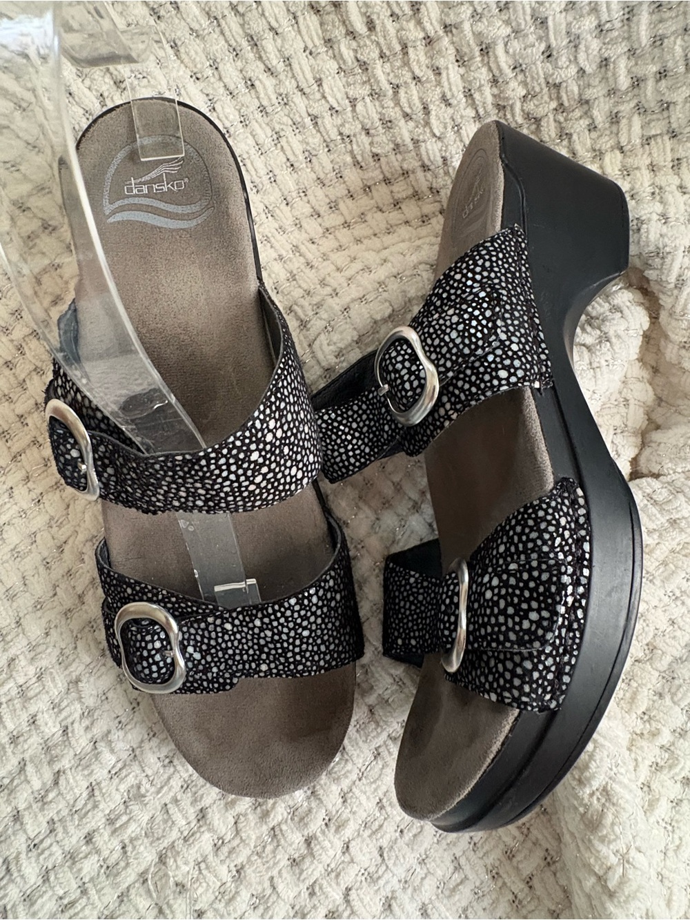 Dansko Sophie Black Speckled Sandals Size 41